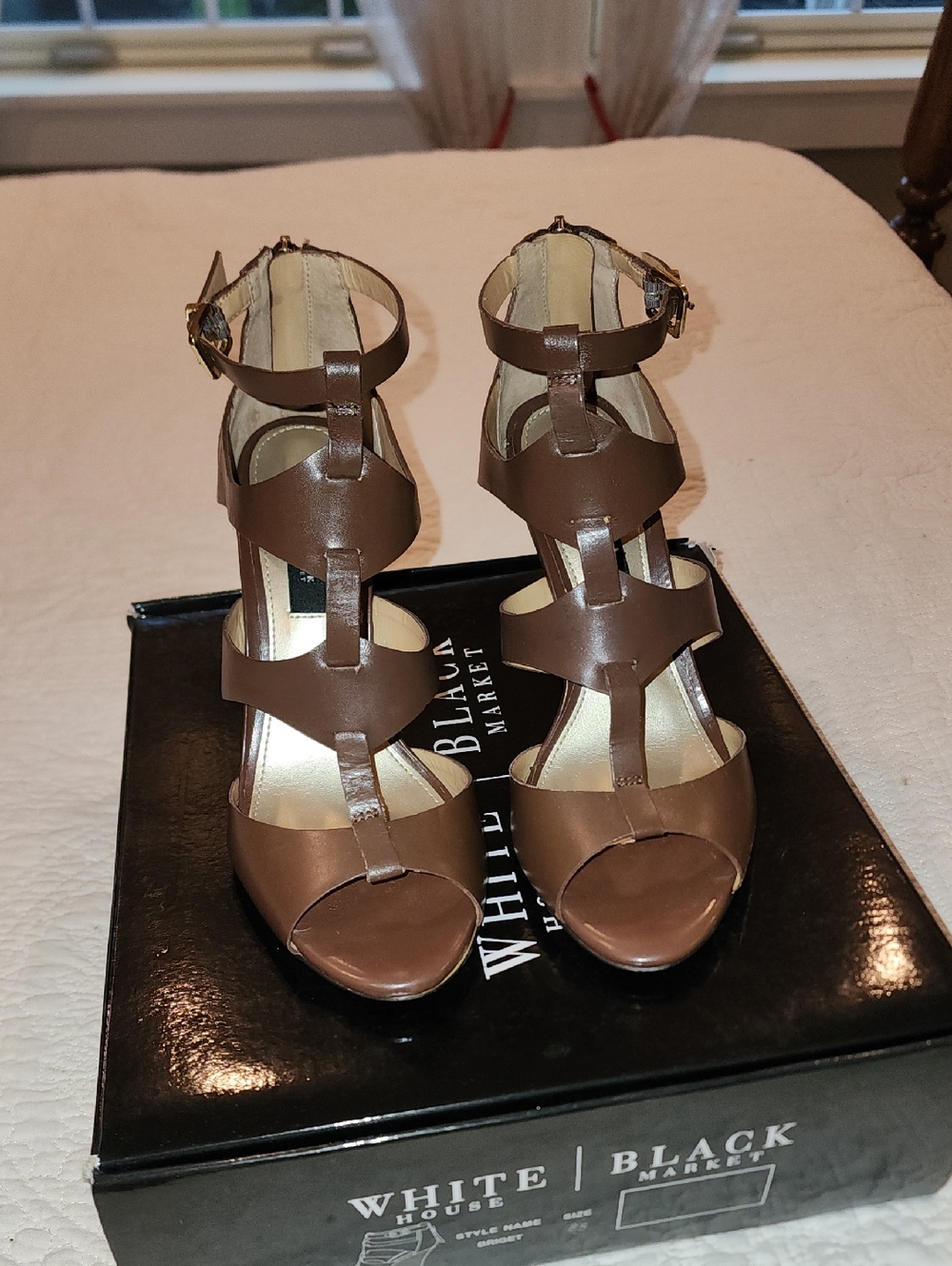 White House Black Market Brown Strappy High Heel Sandals